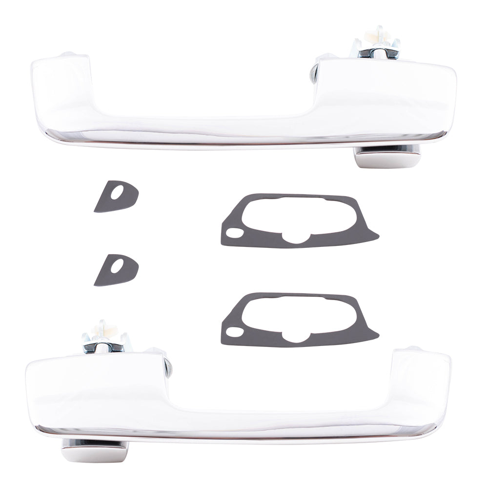 Brock Replacement Pair Set Outside Exterior Front Rear Chrome Door Handles Compatible with Pickup Truck SUV Van 55075649 55075648