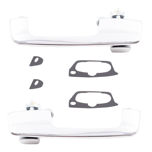 Brock Replacement Pair Set Outside Exterior Front Rear Chrome Door Handles Compatible with Pickup Truck SUV Van 55075649 55075648