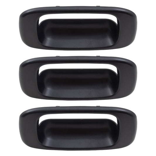 Brock Replacement Set of 3 Tailgate Liftgate Textured Handle Trim Bezels Compatible with Pickup Truck 15228539