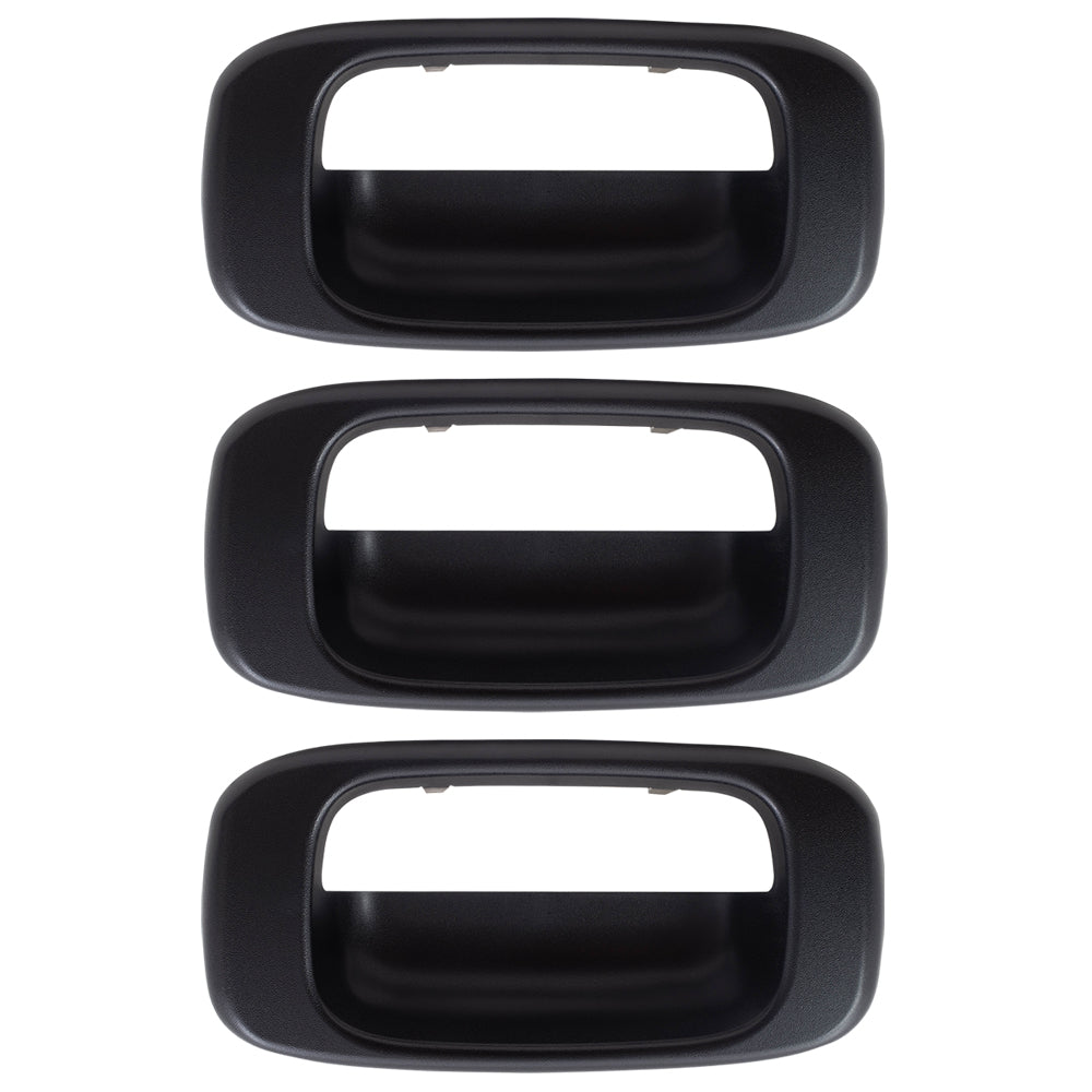 Brock Replacement Set of 3 Tailgate Liftgate Textured Handle Trim Bezels Compatible with Pickup Truck 15228539