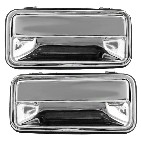Brock Replacement Pair Set Rear Outside Door Handles Chrome Specialty Compatible with Pickup Truck Suburban Blazer Tahoe Yukon Escalade