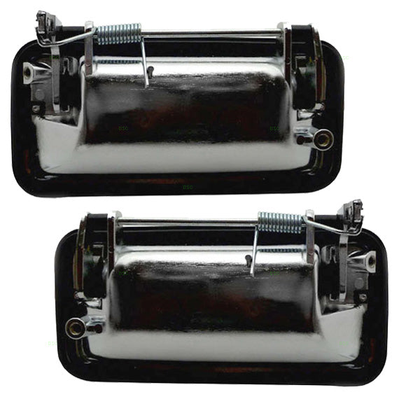 Brock Replacement Pair Set Rear Outside Door Handles Chrome Specialty Compatible with Pickup Truck Suburban Blazer Tahoe Yukon Escalade