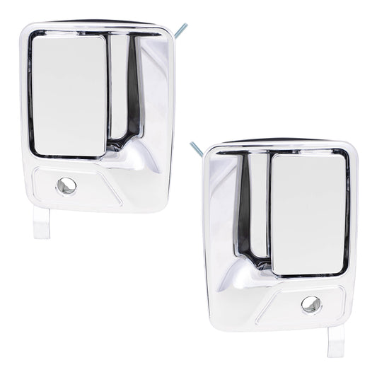 Brock Replacement Driver and Passenger Front Outside Outer Door Handles Chrome Compatible with Pickup Truck