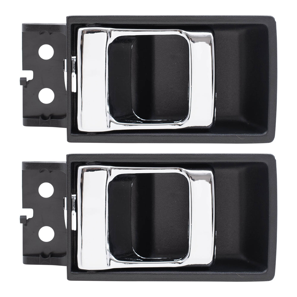 Brock Replacement Pair Set Inside Inner Black with Chrome Door Handles Compatible with 1986-1997 Pickup Truck 8067015G00