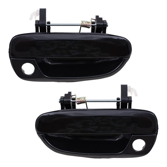 Brock Replacement Driver and Passenger Front Outside Outer Ready to Paint Door Handles with Keyholes Compatible with 8265025000CA 8266025000CA