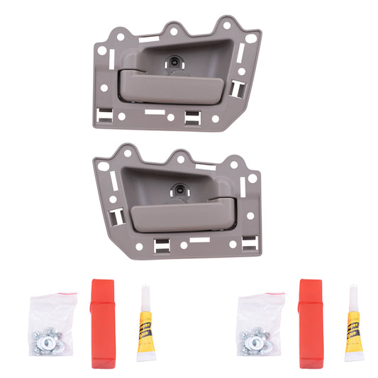 Brock Replacement Driver and Passenger Rear Inside Inner Beige Door Handle Repair Kits Compatible with 05-10 Grand Cherokee SUV 1HR371J3AJ 1HR381J3AJ