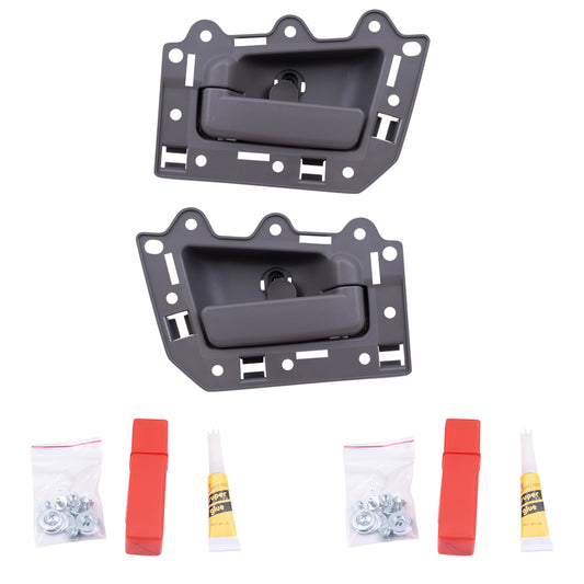 Brock Replacement Driver and Passenger Rear Inside Inner Gray Door Handles Compatible with 05-10 Grand Cherokee SUV 5HR411J3AK 5HR421J3AK